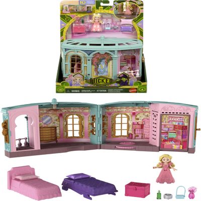 Mattel Universal Pictures Wicked So Popular Dorm Small Doll Playset with 3 Play Spaces & 9 Accessories, Inspired by the Movie