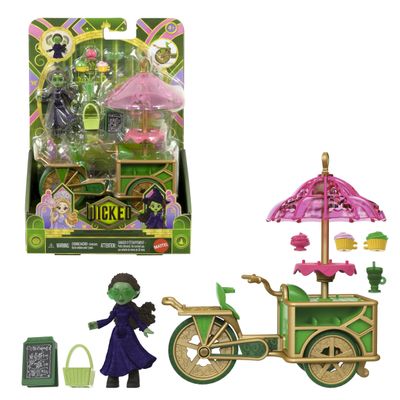 Mattel Universal Pictures Wicked Emerald City Dessert Cart Toy with Cart & Elphaba Small Doll & 7 Accessories, Inspired by The Movie