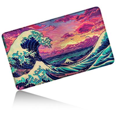 24" x 14" Zoned TCG Playmat, Non Slip Rubber MTG Game Mat, Japanese Waves