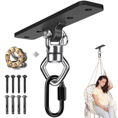 BeneLabel Ceiling Mount Swing Hanger with Bearing 900 LB Capacity Heavy Bag Hanger Stainless Steel Hanging Chair Mount 360 Swing Hardware for Aerial Silks, Punching Bag, Gymnast Ring