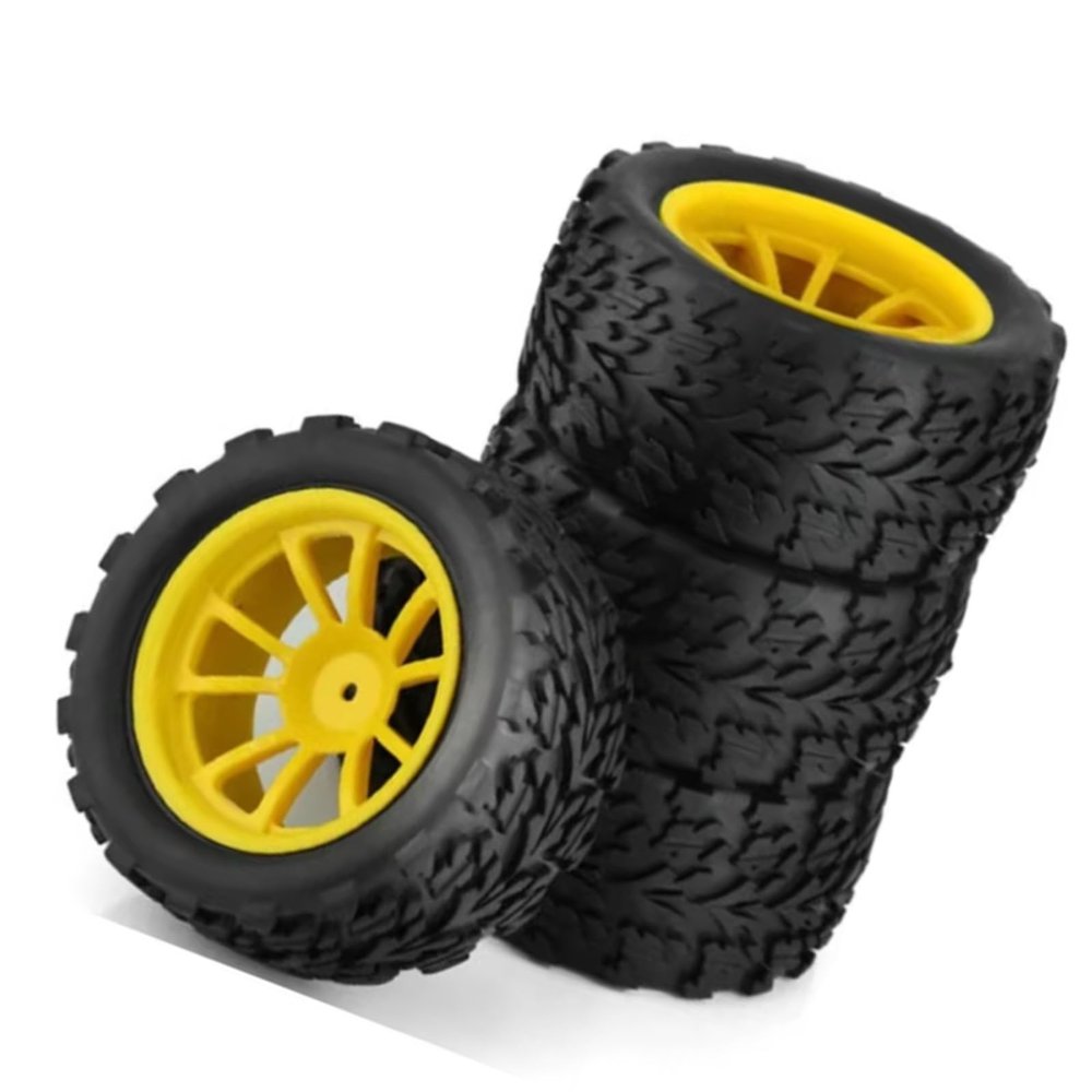 RC Car Parts for Tamiya for Kyosho 1/10 RC Car for Monster Truck for Buggy Tire Tyre Wheel Foam Inserts 12mm Hex 4pcs 118MM(Yellow)