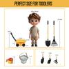 CHEERBANK Kids Gardening Tools Set, 8 Pieces, Wagon with Beach and Garden Tools, Shovel, Rake, Outdoor Toys for Kids 3-4 Years Old view 2