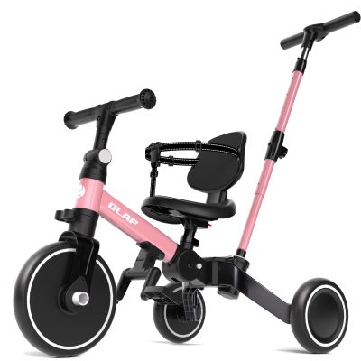 Glaf Tricycle for Toddlers 1-3 Toddler Bike with Push Handle 2-4 Years Baby Bike Toys for 2 Years Boys and Girls Balance Bike with Adjustable Seat Height and Backrest Birthday Gift (Pink