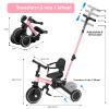 Glaf Tricycle for Toddlers 1-3 Toddler Bike with Push Handle 2-4 Years Baby Bike Toys for 2 Years Boys and Girls Balance Bike with Adjustable Seat Height and Backrest Birthday Gift (Pink view 3