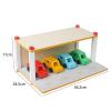 DYNWAVE Wooden Toy Parking Lot with Car, Pretend Play Educational Toys, Garage Toy Car Play Set for Kids view 3
