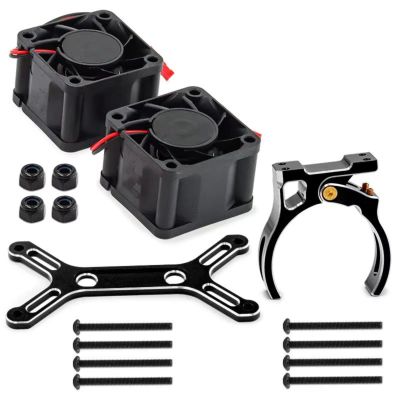for Traxxas for X-Maxx 6S 8S for Arrma for Kraton for Outcast 1/5 Metal Dual Cooling Fan 4985 1717 Motor Heat Sink RC Car Upgrade Parts RC Car Repair Kit(Black)