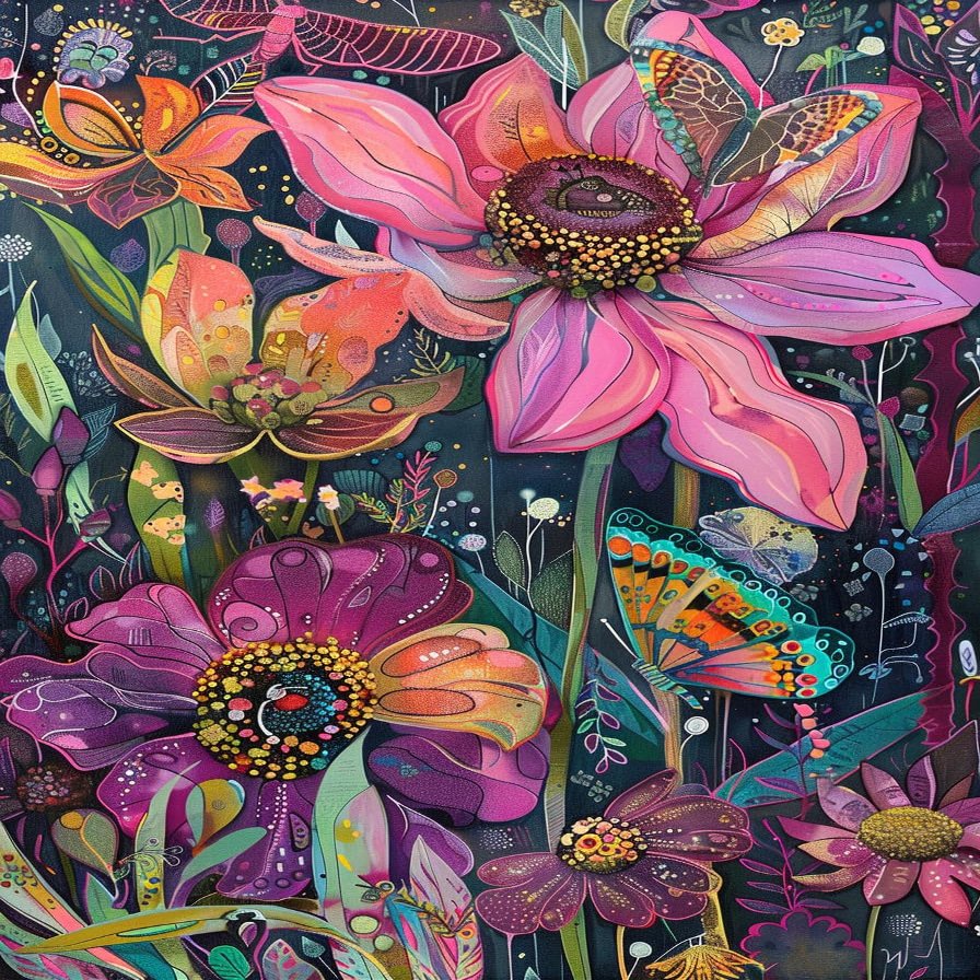 1000 Piece Adult Puzzle,Flowers and Butterflies Puzzle Educational Gift, Unique Room Decor Exercise Willpower - Idea Gift