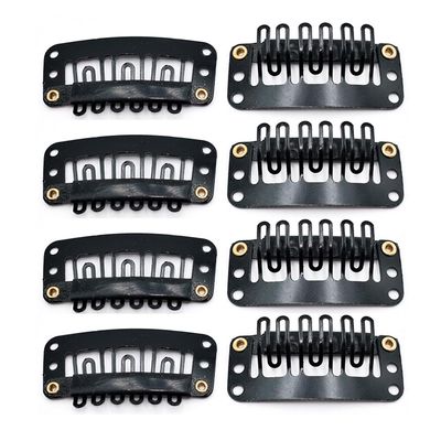 100PCS Snap Clips for Hair Extensions Weaves U-shape Metallic Wig Clips With Silicon Rubber Small Size, Wig Clips for Hair Extensions Hairpiece Wig Accessories (3.3U black)