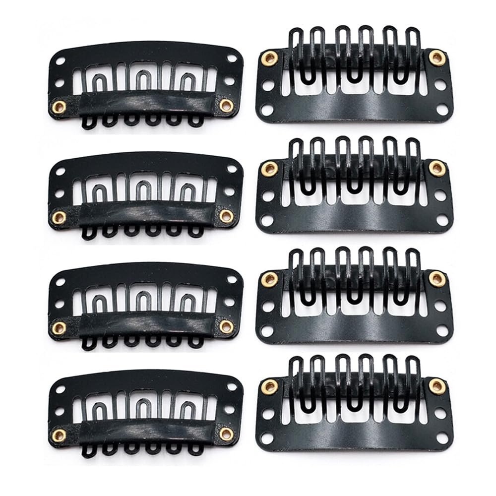 100PCS Snap Clips for Hair Extensions Weaves U-shape Metallic Wig Clips With Silicon Rubber Small Size, Wig Clips for Hair Extensions Hairpiece Wig Accessories (3.3U black)