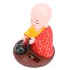 Focket Car Dashboard Ornament, Little Monk Statue Toy ABS Solar Powered Light Induction for Home (Red) view 3