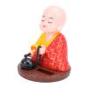 Focket Car Dashboard Ornament, Little Monk Statue Toy ABS Solar Powered Light Induction for Home (Red) view 4