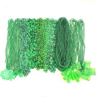 GZYSSL 100 Pcs With 10 Styles St. Patrick's Day Beads Necklaces Green Irish Festival Shamrock Parade Party Bead Necklace St. Patrick's Day Party Decoration Gifts