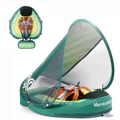 2026 Upgread Mambobaby Baby Pool Float with Canopy Non-Inflatable Solid Upgrade Soft Waterproof Skin-Friendly Fabric Materialfor 3-24 Months Age Boys Girls Toddlers Swim Ring(Avocado Green)