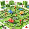 NIPLOOOW 64 PCS Puzzle Track Car Set for Boys & Girls, Ages 3-6, City-Themed Puzzle Race Tracks, Green view 1