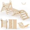 BlueWood Pikler Triangle Set, Toddler Wooden Climbing Toys Indoor 7in1 Climber, Foldable Kids Climbing Toys, Montessori Play Jungle Gym with Arch, Ramp, Ladder (Natural) view 1