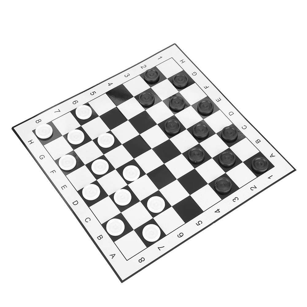 Checkers, Folding Checkers Outdoor Chess Set Portable Plastic International Checkers Folding Board Chess Game for Party Family Activities