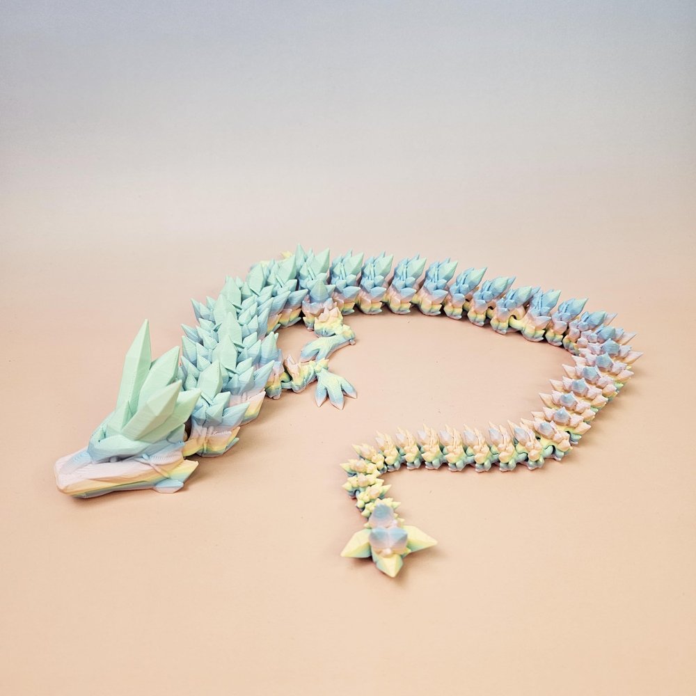 Crystal Dragon 3D-Printed, 3D Dragon,Flexible Articulated Dragon, 3D Printed Gift for Festival,Home Decoration, Executive Desk Decorations (Rainbow, 30 Inches)