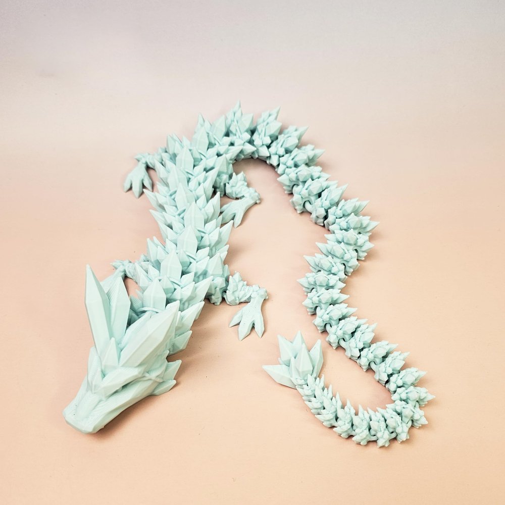 Crystal Dragon 3D-Printed, 3D Dragon,Flexible Articulated Dragon, 3D Printed Gift for Festival,Home Decoration, Executive Desk Decorations (Mint, 30 Inches)