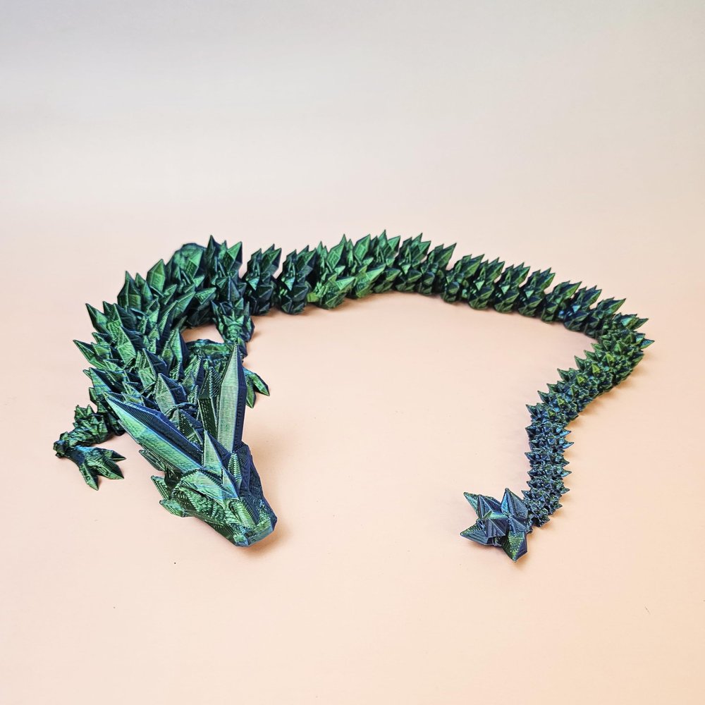 Crystal Dragon 3D-Printed, 3D Dragon,Flexible Articulated Dragon, 3D Printed Gift for Festival,Home Decoration, Executive Desk Decorations (Blue-Green, 30 Inches)