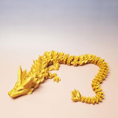 Crystal Dragon 3D-Printed, 3D Dragon,Flexible Articulated Dragon, 3D Printed Gift for Festival,Home Decoration, Executive Desk Decorations (Gold, 30 Inches)