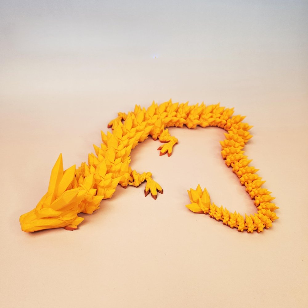 Crystal Dragon 3D-Printed, 3D Dragon,Flexible Articulated Dragon, 3D Printed Gift for Festival,Home Decoration, Executive Desk Decorations (Orange-Red, 30 Inches)