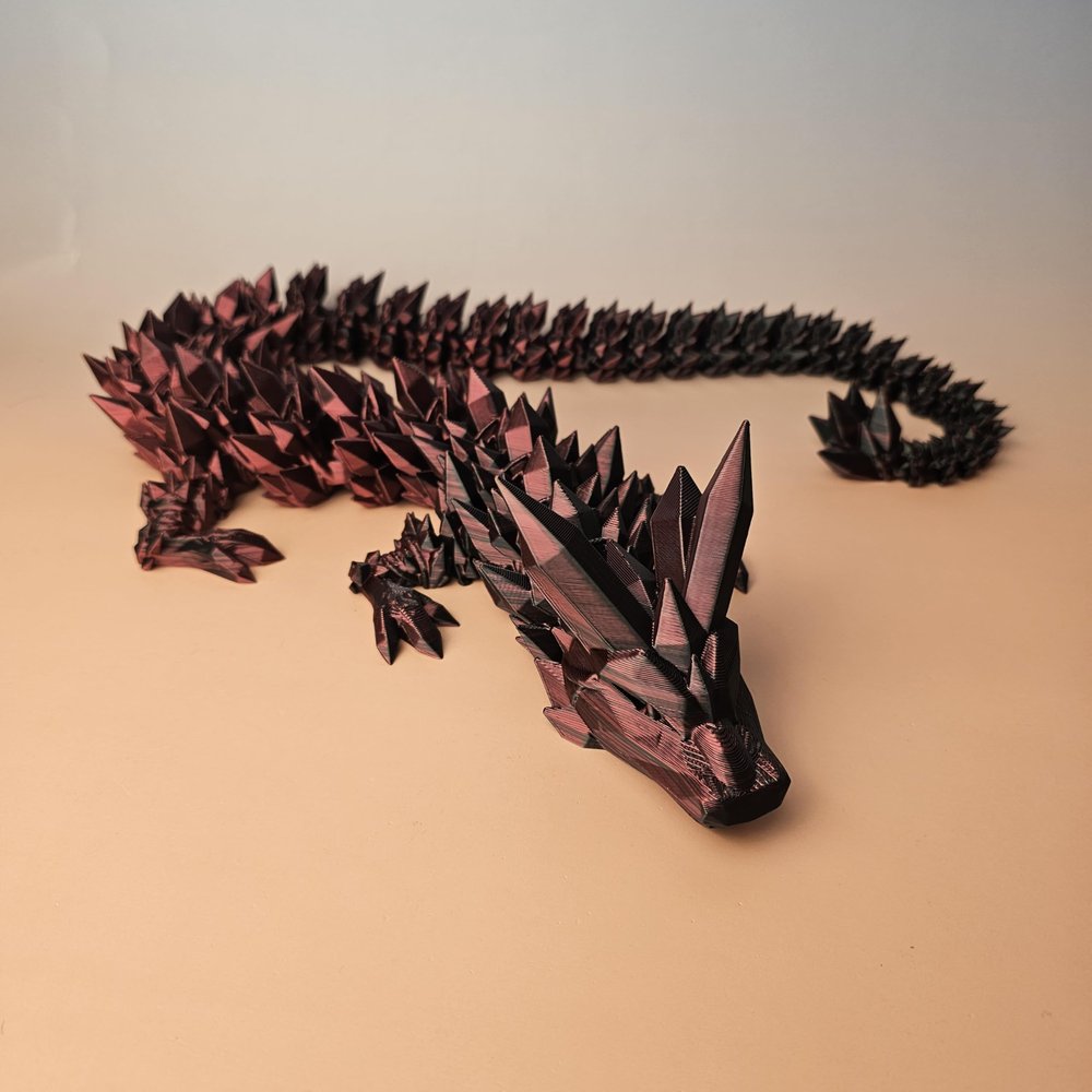 Crystal Dragon 3D-Printed, 3D Dragon,Flexible Articulated Dragon, 3D Printed Gift for Festival,Home Decoration, Executive Desk Decorations (Red-Black, 30 Inches)