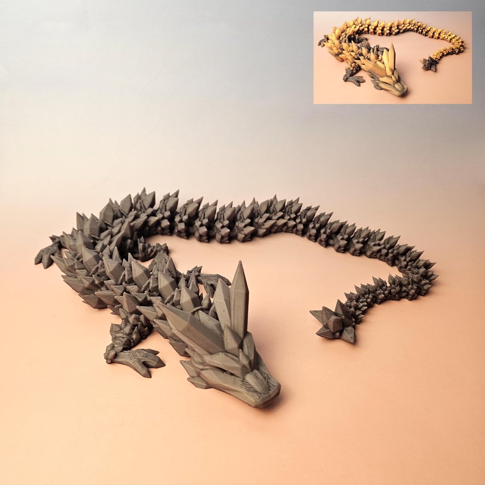 Crystal Dragon 3D-Printed, 3D Dragon,Flexible Articulated Dragon, 3D Printed Gift for Festival,Home Decoration, Executive Desk Decorations (Temperature, 30 Inches)