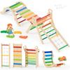 BlueWood 10-in-1 Pikler Triangle Set, Toddler Climbing Toys Indoor, Montessori Climber, Baby Jungle Gyms with Arch, Extra Rope Ladder & Footprint Balance Beam - Neon Aurora view 1