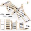 BlueWood 10-in-1 Pikler Triangle Set, Toddler Climbing Toys Indoor, Montessori Climber, Baby Jungle Gyms with Arch, Extra Rope Ladder & Footprint Balance Beam - Grey Twilight view 1