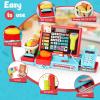 Kids Cash Register with Scanner and Sound, Microphone, Shopping Basket, 52 Shop Accessories, Role-Play Toys for Children, Play Money, Children's Cash Register (Blue) view 4