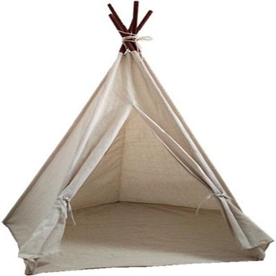 ABULU Large Canvas Teepee Play Tent - The Indian Inspired Play Tent with a Convenient Carry Case and Sturdy 5 Poles Design (White)