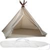 ABULU Large Canvas Teepee Play Tent - The Indian Inspired Play Tent with a Convenient Carry Case and Sturdy 5 Poles Design (White) view 4