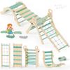BlueWood 10-in-1 Pikler Triangle Set, Toddler Climbing Toys Indoor, Montessori Climber, Baby Jungle Gyms with Arch, Extra Rope Ladder & Footprint Balance Beam - Emerald Forest view 1