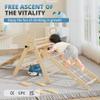 BlueWood 10-in-1 Pikler Triangle Set, Toddler Climbing Toys Indoor, Montessori Climber, Baby Jungle Gyms with Arch, Extra Rope Ladder & Footprint Balance Beam - Natural Rustic view 4