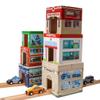 6 Wooden Stacking City Buildings - Nesting Community Helpers Building Boxes - Wood Sorting Cubes Town Play Set for Mats, Toy Cars and Trains - Educational Preschool Track Accessories Learning Toddler view 1