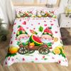 Cartoon Watermelon Toddler Duvet Cover 2 Pcs,Cute Gnome Green Leaves Pink Hearts Bedding Sets for Kids Boys Girls Teens,Yellow Lemon Watercolor Fruits Quilt Cover with 1 Pillowcase,No Comforter view 1