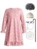 100 Days of School Costume Old Lady Costume for Kids Girls Grandma Dress with Wigs Accessories 100 Year Old Costume Halloween Birthday Carnival Party Fancy Dress up Pink-Floral 8-9 Years view 1