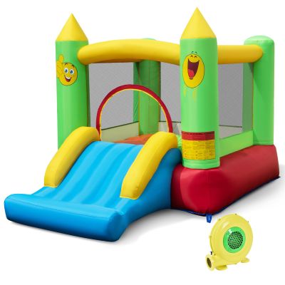 HONEY JOY Inflatable Bounce House, Smiley Theme Jump n Slide Bouncy House for Kids, Slides, Indoor Outdoor Bouncy Castle for Kids, Gift for Boys Girls(with 480w Blower)