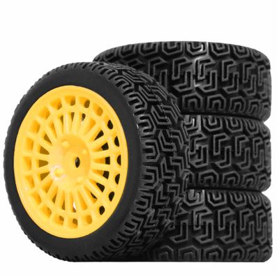 1/10 RC On-Road tires 68mm Rally Car Tire and Plastic Wheels 12mm Hex good drifting power for 1/10 RC On-Road Touring Drift Car HPI Kyosho FAZER MK2 HSP Tamiya XV01 TT01%t054+1 (Yellow)