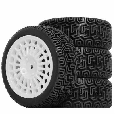 1/10 RC On-Road tires 68mm Rally Car Tire and Plastic Wheels 12mm Hex good drifting power for 1/10 RC On-Road Touring Drift Car HPI Kyosho FAZER MK2 HSP Tamiya XV01 TT01%t054+1 (White)