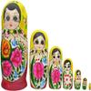 OUFEIJIA Stacking Dolls Russian Dolls Wood to Paint Stacking Red Russian Stacking Dolls with Peony Flower Pattern Yellow Nesting Dolls 7 Piece view 1