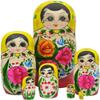 OUFEIJIA Stacking Dolls Russian Dolls Wood to Paint Stacking Red Russian Stacking Dolls with Peony Flower Pattern Yellow Nesting Dolls 7 Piece view 3