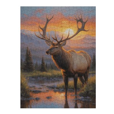 1000 Piece Adult Puzzle Sunset Mountain Peaks Elk Puzzle Educational Gift Room Decor Exercise Willpower