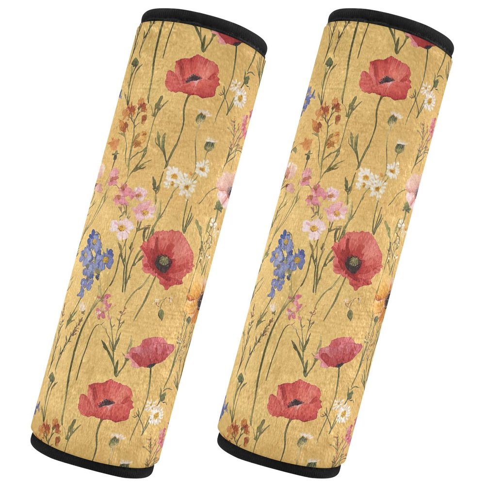 2 Pack Colorful Botanical Flowers Seat Belt Covers Cute Car Seat Strap Pads Car Seat Shoulder Strap Pads for Adults and Children