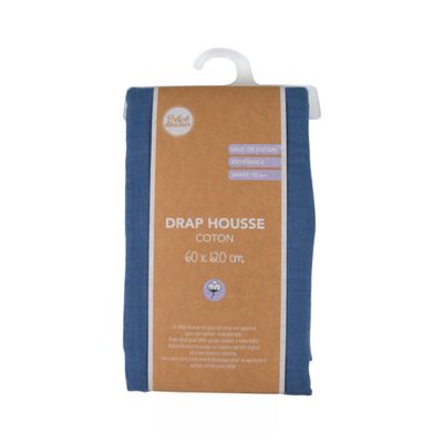 100% Cotton Gauze Baby Fitted Sheet - Soft, Breathable and Easy to Care (1, Blue, 60 x 120 cm)