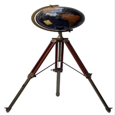 Black World Map Globe 18" Adjustable Floor Tripod Geographic Educational Globe
