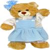 Blue Pinstripe Pinafore with Bow Headband for 1418 Inch Plush Animals Clothes Dress Up Outfit Fits Stuffed Animals and Teddy Bears view 1