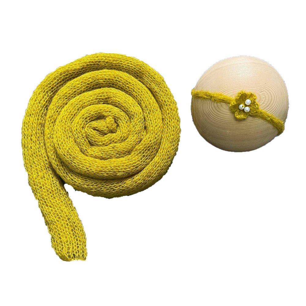 D&J DON&JUDY d&J Stretchy Knit Mohair Wraps with Matched Headwear Set Newborn Photography Prop Photoshoot Accessories (09Grey)