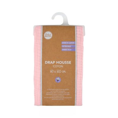 100% Cotton Gauze Baby Fitted Sheet - Soft, Breathable and Easy to Care (1, Pink, 60 x 120 cm)