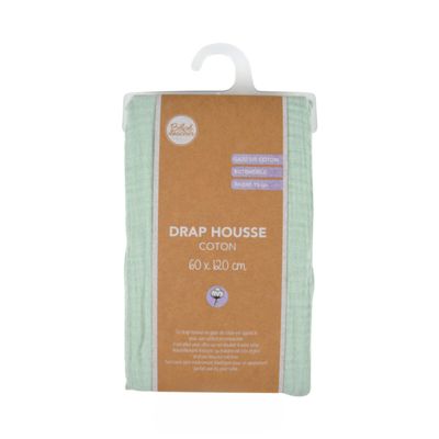 100% Cotton Gauze Baby Fitted Sheet - Soft, Breathable and Easy to Care (1, Green, 60 x 120 cm)